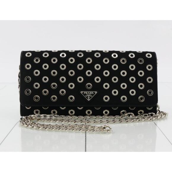 Prada Tessuto Nylon Grommet Wallet on Chain | Black | Excellent Condition - Picture 1 of 5